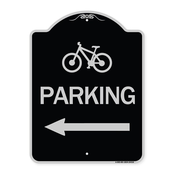 Bicycle Symbol Parking Left Arrow Heavy-Gauge Aluminum Architectural Sign, 24" x 18", BS-1824-24316